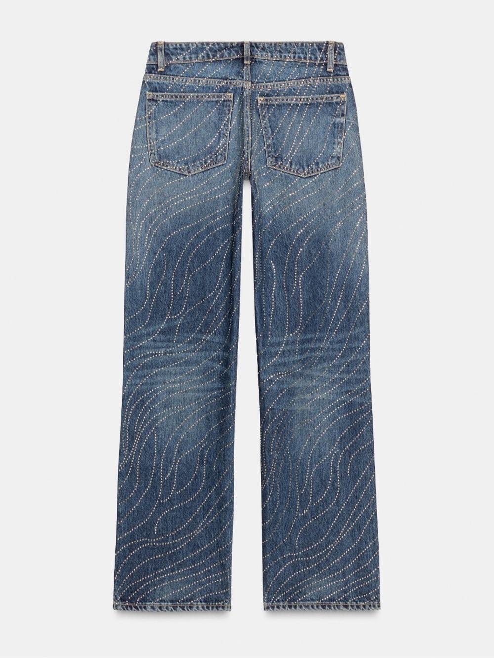 ZARA ~ Low Rise Wide Leg Rhinestone Jeans - Picture 4 of 15